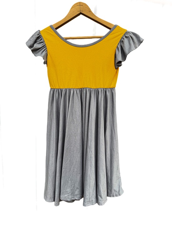 Dot Dot Smile Other - DotDotSmile TWIRL MAX 7 8 9 10 Medium Mustard Gray Empire Dress Flutter Sleeve